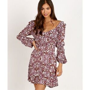 For Love And Lemons Purple Paisley Mini Dress